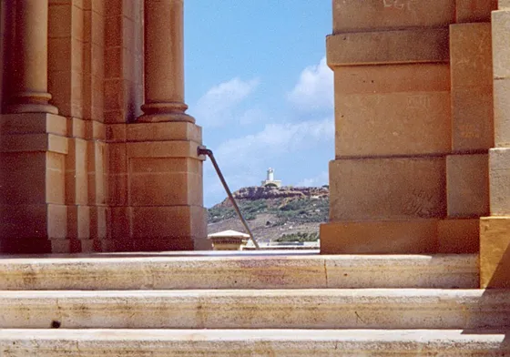 Ta’ Ġurdan lighthouse viewed through Ta’ Pinu, Gozo