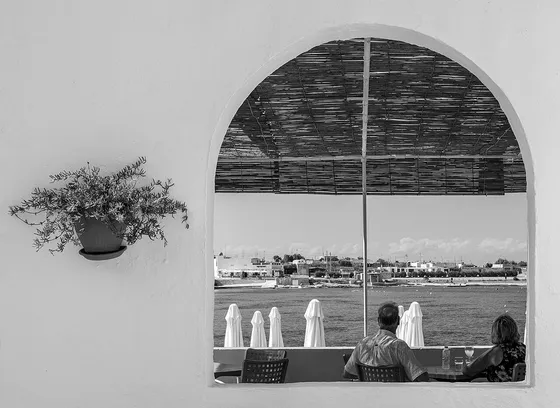 Restaurant terrace at Little Armier, Malta