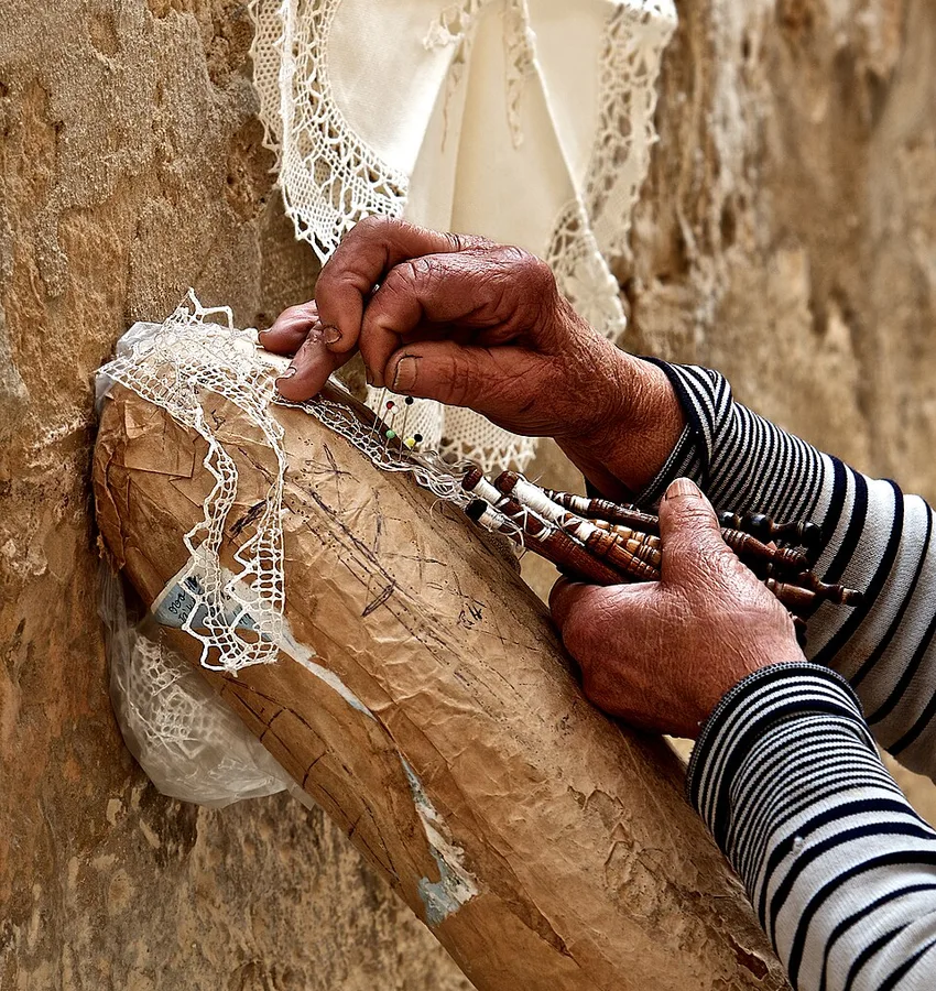 Traditional Maltese bobbin lace making