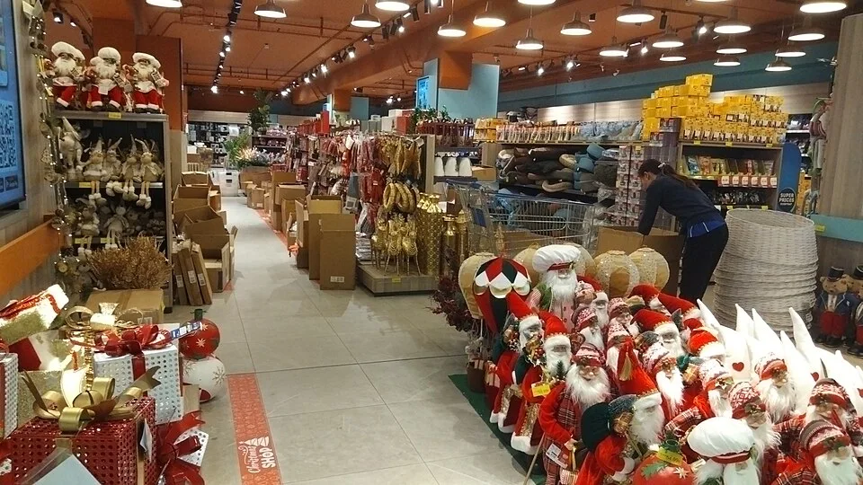 Seasonal display inside PAVI supermarket, Qormi, Malta